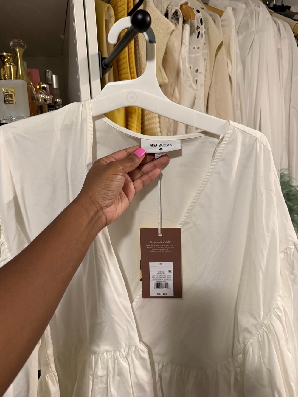 Kika Vargas White V-Neck Tiered Dress